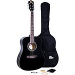 Rio 41'' Full Size 4/4 Acoustic Guitar Dreadnought Steel String Beginner Guitar Package Pack - New (Black)