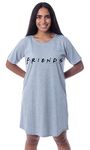 INTIMO Friends TV Show Womens' Classic Logo Nightgown Sleep Pajama Shirt (XX-Large) Grey