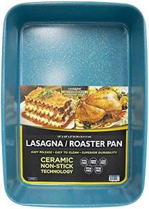 casaWare 15 x 10 x 3-Inch Ultimate Series Commercial Weight Ceramic Coated Non-Stick Lasagna/Roasting Pan (Blue Granite)