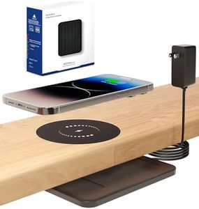 JiffyPoint Invisible Wireless Charger, 15-40mm Under Desk Wireless Charging Pad, Drill-Free Hidden Wireless Charger,10W Max Under Table Wireless Charger(Adapter Included)