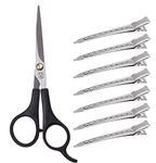 Hair Cutting Scissor Professional for Salon Barber and Home Use for Men and Women Hair Cut Scissors (Black Handle) with 6 Pieces Section Clips