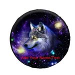 POLERO Custom Spare Tire Cover Trailer Car Truck Dustproof Protection with Your Name/Text Personalized Galaxy Wolf Tire Covers