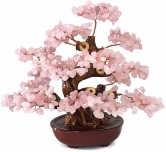 Fatonio Rose Quartz Crystal Bonsai Tree, Feng Shui Decor for Home Office