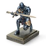 Amoysanli Medieval Armored Warrior Knight Pen Holder Desk Organizers and Accessories Resin Pencil Holder Paperweight as Gift with a Cool Letter Opener for Desk (Blue)