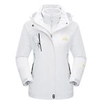 MAGCOMSEN Women's 3 IN 1 Winter Coats Waterproof Insulated Snow Ski Jacket Warm Snowboarding Jackets Parka White XL