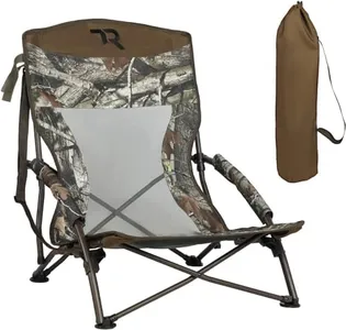 TR Low Camping Chair,Low Lawn Chairs for Concerts Lightweight Heavy Duty,Low Chair with Carry Bag for Outdoor Camping Travel Turkey Hunting (Camo 1)