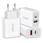 European Travel Plug Adapter, 3 Pack 20W Dual Port USB C Wall Charger Block Type C Fast Charging Plug International Power Adaptor US to Europe EU for iPhone 16 15 14 13 12 11 Pro Max XS, iPad, Samsung