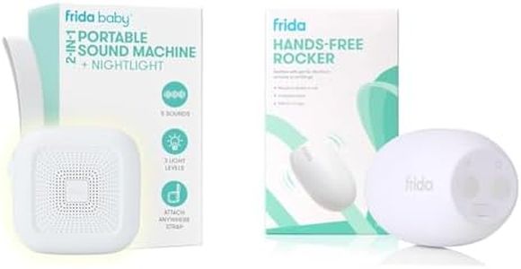 Frida Baby 2-in-1 Portable Sound Machine for Baby + Hands-Free Stroller Rocker Device with 5 Vibration Levels, Rechargeable for Cribs & Strollers, Soothing Sleeping Accessories