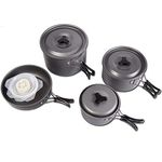 ZIGLY 4-in-1 Camping Pot Sets for 2-3 Persons Non-Stick Pots Pans Bowls Portable Outdoor Camping Hiking Cook Set Cookware