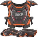 WEWAYSTEP Kids Dirt Bike Gear Motorcycle Armor, Chest Protector Motocross Motorcycle Protective Gear Motorcycle Body Armor Vest with Elbow Knee Protector Pads Suit (Orange), W-6-Kid