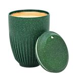 Eha Earth Friendly Retro Coffee Mug with Lid | Tea Cup Set | 350 ml | Made with Rice Husk | Microwave Safe Mugs for Gifting | 1 Unit | Fern