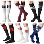 Sureio 6 Pairs Colorful Knee Thigh Toe Socks Toes Separated Cotton Striped Thigh High Neon Socks Running Women Men Socks (Colorful)