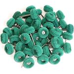 FPPO 50PCS Abrasive Buffing Polishing Wheel Set for Rotary Tool,Removal of Rust Deburring on Metal Surface with 3mm Shank,Mini scouring pad Brush Polishing kit(grit 180 Green 50pcs)