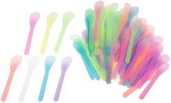 QsQueen 100 PCS Cosmetic Spatula for Makeup Face Mask Plastic Spoon Disposable Makeup Tools for Mixing and Sampling 4.88'' x 1.06" Random Color