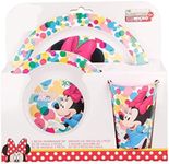 Microwave Safe 3pcs Character Animation Cartoon Dinner Tableware Set Plate, Bowl & Cup, BPA Free re-usable Plastic (Minnie Mouse)