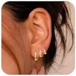 3 Pairs Gold Chunky Hoop Earrings for Women,14K Gold Plated Huggie Thick Open Hypoallergenic Huggie Hoop Set Jewelry for Women's Gifts