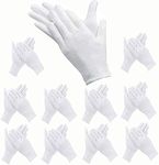 24 Pcs White Gloves, ADOPLX 12 Pairs Cotton Gloves, Safety Work Gloves, Stretchable Lining Glove, Checking,Serving Moisturizing Gloves Medium Size