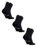 DANISH ENDURANCE Tennis Crew Socks, Cushioned Striped Sports Socks, Black Socks, Grey & White Socks, for Men & Women, 3 Pack Black, 6-8