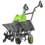 STEELITE 18 Inch Width Electric Tiller Cultivator, 8.7-Inch Depth Electric Rototiller with 24 Durable Steel Tines, 13.5 Amp Corded Cultivator for Gardening, 2-Adjustable Wheels for Garden Lawn Yard