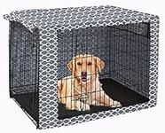 Pethiy Dog Crate Cover Durable Polyester Pet Kennel Cover Universal Fit for Wire Dog Crate - Fits Most 24 inch Dog Crates - Cover only-Gray-24