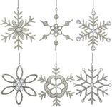 Handmade Snowflake Iron & Glass Pendant Christmas Tree Ornaments Set | ShalinIndia Elegant Hanging Decor for Home and Party Decoration | Ideal 6 Inches Christmas Decorations for Tree