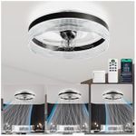 kejector Fandelier Ceiling Fan with Light and Remote/App Control, 20” Low Profile Ceiling Fans with Lights, 360° Moving Head Bladeless Flush Mount Ceiling Fan for Bedroom Living/Dining Room