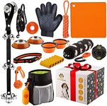 Puppy Starter Kit - Supplies, Accessories, 23 pc Set with Feeding Bowls, Lick Mat, Teaching Aids, Leash, Collar, Toys, Potty Training Bells & More for New Dogs, Orange