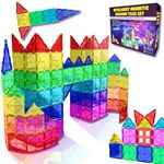 Desire Deluxe Magnetic Tiles Building Blocks Construction Toys for Boys & Girls 47pc – STEM Learning Educational Toy for Kids Age 3 4 5 6 7 8 Year Old Gift