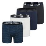 New Balance Boys' 3.5" Underwear, Performance Boxer Briefs (4 Pack), Navy Dark Artic/Black/Navy/Ice, Large