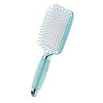 Navaris Paddle Brush with Gel Handle - Detangling Hairbrush for All Hair Types - Colour Design Brush with Soft Comfort Hold - Metallic Blue and White