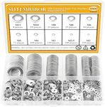 Sutemribor 1000 Pieces 9 Sizes 304 Stainless Steel Flat Washers for Screws Bolts, Stainless Steel Washers, Metal Washers, Assorted Washers (M2 M2.5 M3 M4 M5 M6 M8 M10 M12)