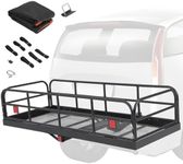 PioneerWorks 500 LBs Heavy Duty Foldable Trailer Hitch Cargo Carrier，60" x 24" x 14" Vehicle Cargo Rack Carrier，2 inch Receiver Rear Luggage Rack Basket for SUV Pickup Camping Traveling, Steel, Black