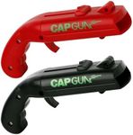 bottle cap shooting gun - Fun bottle opener tool launches bottle caps for parties, barbecues, and bar games (red-black)