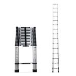 Corvids 4.4m (14.5 feet) Portable & Compact Aluminium Telescopic Ladder | 2-Year Warranty | EN131 Certified 15-Steps Foldable Multipurpose Step Ladder for Home & Outdoor use