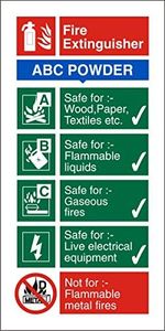 Seco ABC Powder Fire Extinguisher Sign, 100mm x 200mm - Photoluminescent 1mm Semi Rigid Plastic