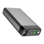 Power Bank 50000mAh Fast Charging QC 3.0 22.5W PD 20W with Built-in Cables Portable Charger igital Display 7 output ports for Smartphones and Tablets