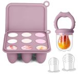 Silicone Baby Fruit Food Feeder Pacifier & Breastmilk Popsicle Freezer Molds, Baby Food Storage Containers Breast Milk Ice Cubes (Purple)