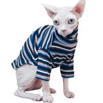 Bonaweite Hairless Cats Stripe T-Shirt, Breathable Cat Wear Clothes Vest Shirts for Sphynx, Cornish Rex, Devon Rex, Peterbald