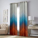 Casableu Kudo Polyester Eyelets (Steel) Blackout Curtains with Tie Back, Bedroom Living Room (Orange, x 4.2 Ft) (Kudo Blue, 7 Feet)