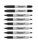 Sharpie Twin Tip Permanent Marker Pens - Black Ink - Pack of 8 - Fine & Ultra Fine Tips