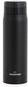 GrandTies Lightweight Travel Water Bottle with Strainer- 20oz Vacuum Insulated Water Bottles for Men & Women, Double Walled Metal Canteen, Keep Your Favorite Beverages Hot or Cold (Black)