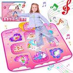 Unicorn Dance Mat Toys for Girls,Music Dance Mat 5 Challenge Levels Adjustable Volume,Electronic Mat,Built-in Music,Kids Toys Play Mat,Gifts for Christmas Birthday 3 4 5 6 + years old kids