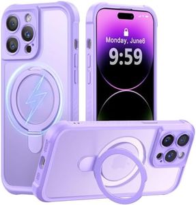 MOCCA Design for iPhone 14 Pro Case with Magnetic Invisible Stand [Full Camera Protection] [Compatible with Magsafe] Military Drop Shockproof Translucent Matte Phone Case Cover 6.1",Light Purple