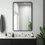 USHOWER Black Bathroom Mirror for Over Sink 24 x 36 Inch, Metal Frame Rectangle Vanity Mirror, Modern Farmhouse, Wall Mounted