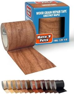 MATCH 'N PATCH Realistic Wood Grain Repair Tape - Durable Multi-Use Adhesive Tape for Furniture, Floors, Cabinets, Windows, Doors, RV, Home Decor & DIY Projects - Chestnut Maple, 2.25 inch x 15 feet