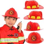 AnapoliZ Fire Chief Hat for Kids, Fireman Helmet Costume Accessory, Hard Plastic Firefighter Hat, Deluxe Rigid Fireman Party Helmet, One Size, Red or Yellow, Children's Firefighter Helmet