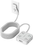 Flat Plug Long Extension Cord 25 Ft, TESSAN Power Strip Surge Protector with 8 Outlets 3 USB Ports (1 USB C), 900J Protection Desktop Charging Station for Home, Office, Dorm Room Essentials