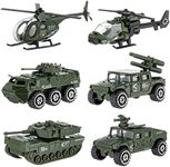 Die-cast Army Vehicles,Shellvcase Metal Military Toys 6 in 1 Assorted Alloy Car Toys for 4-8 Year Old Kids Boys