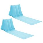 2X Inflatable Outdoor Sun Bath Beach Mat Pillows Flocking Beach Chairs with Backrest Inflatable Lounger for Portable Travel Camping (Skyblue)