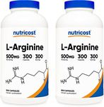 Nutricost L-Arginine 500mg, 300 Capsules (2 Bottles)